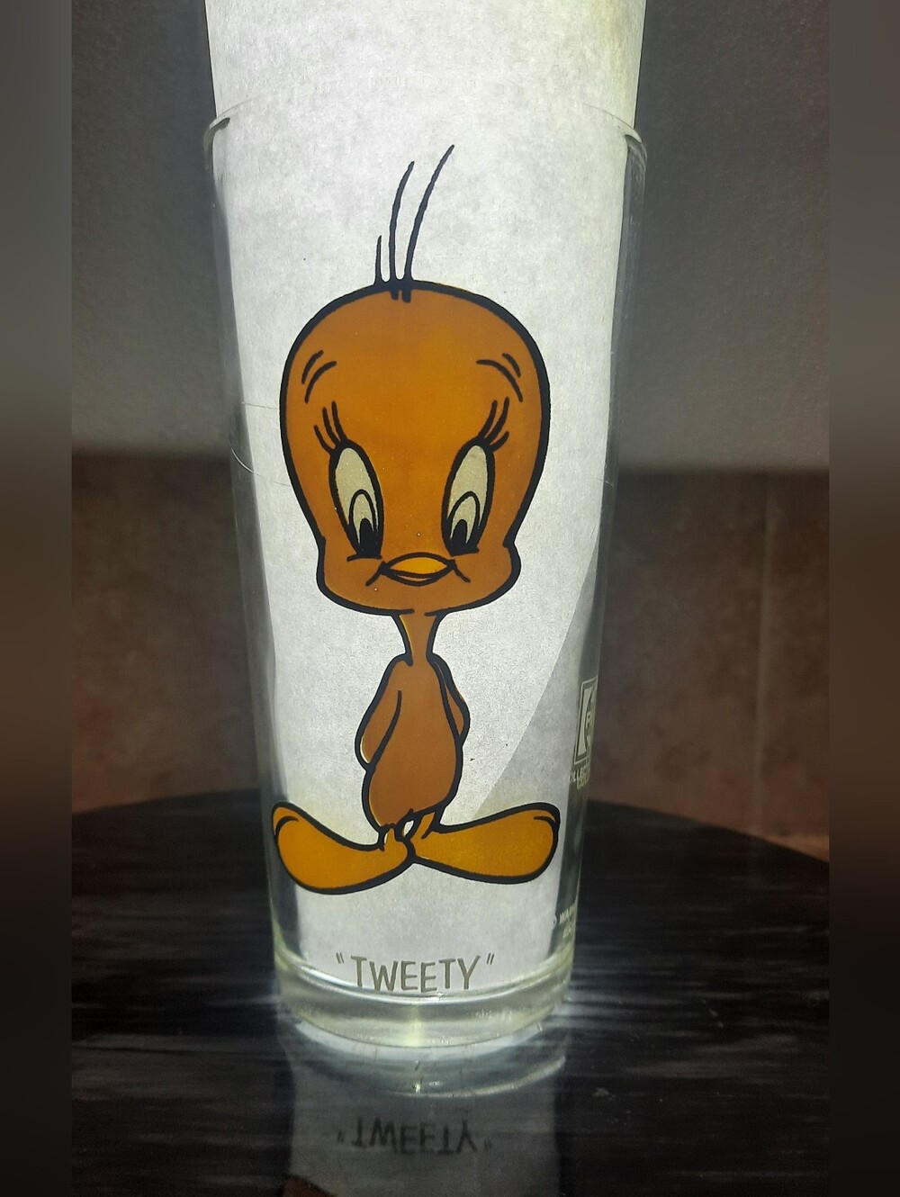 Tweety Glass Tumbler with Orange Character Print